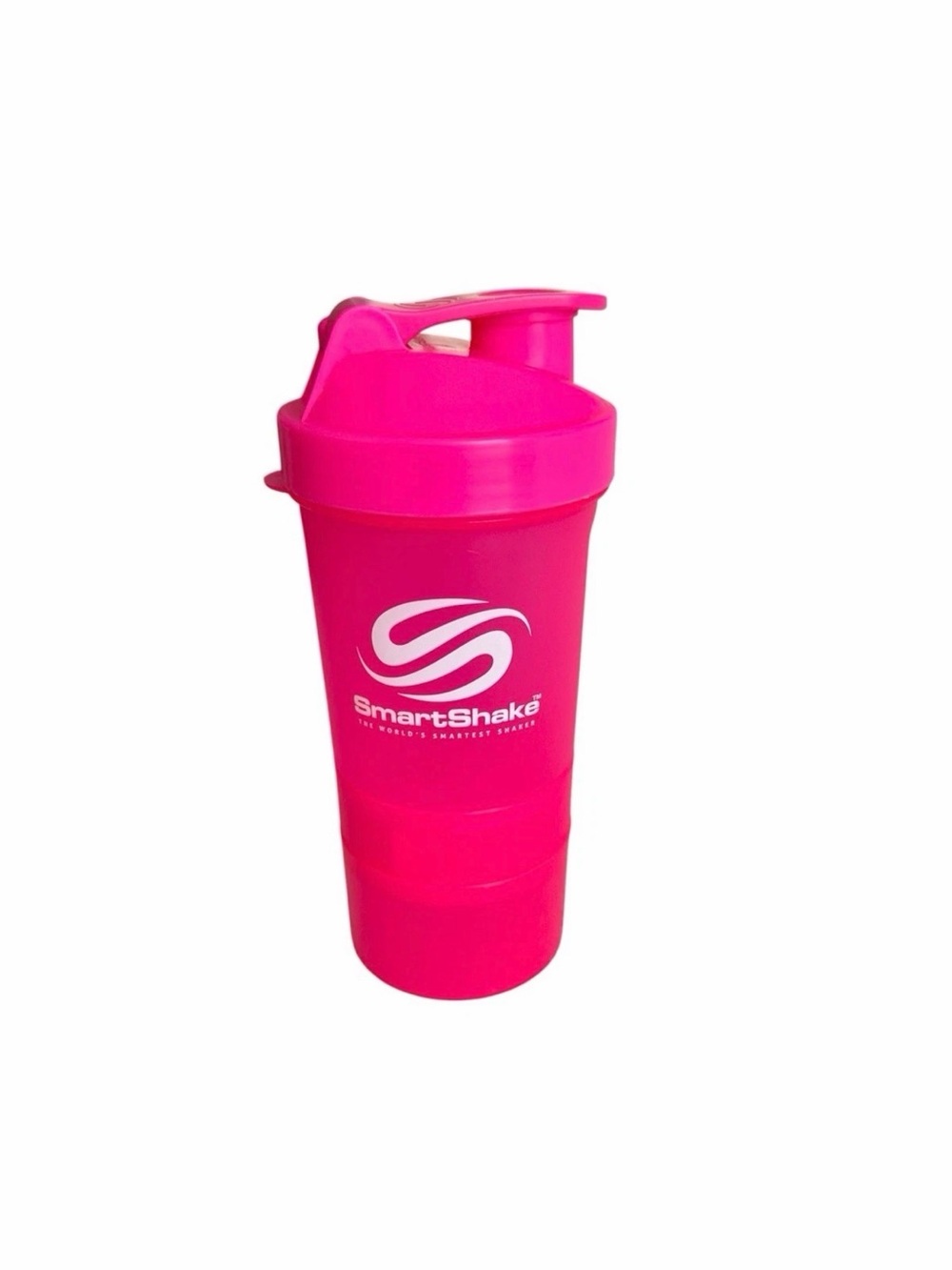 SmartShake Hot Pink Protein Shaker
Bottle w/Storage Sections & Carabiner -
20 oz